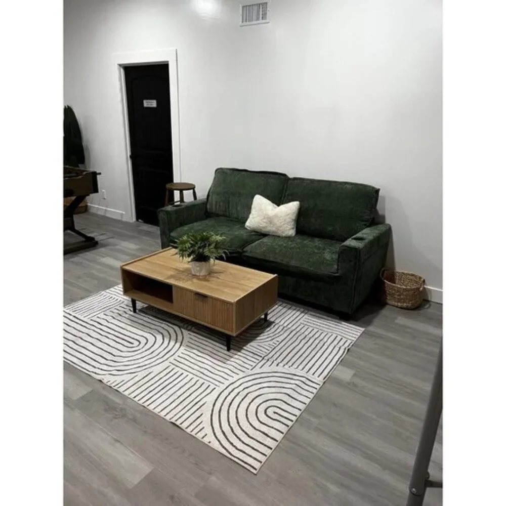 New 5x7 Black & White Abstract Rug, Washable Non-Slip Modern Carpet for Home